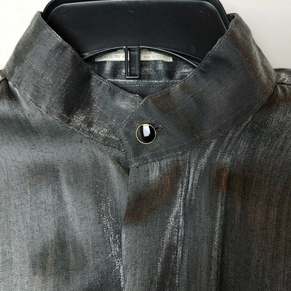 Men's Elliott Button-Down Collarless Dress Shirt-S - Picture 3 of 11
